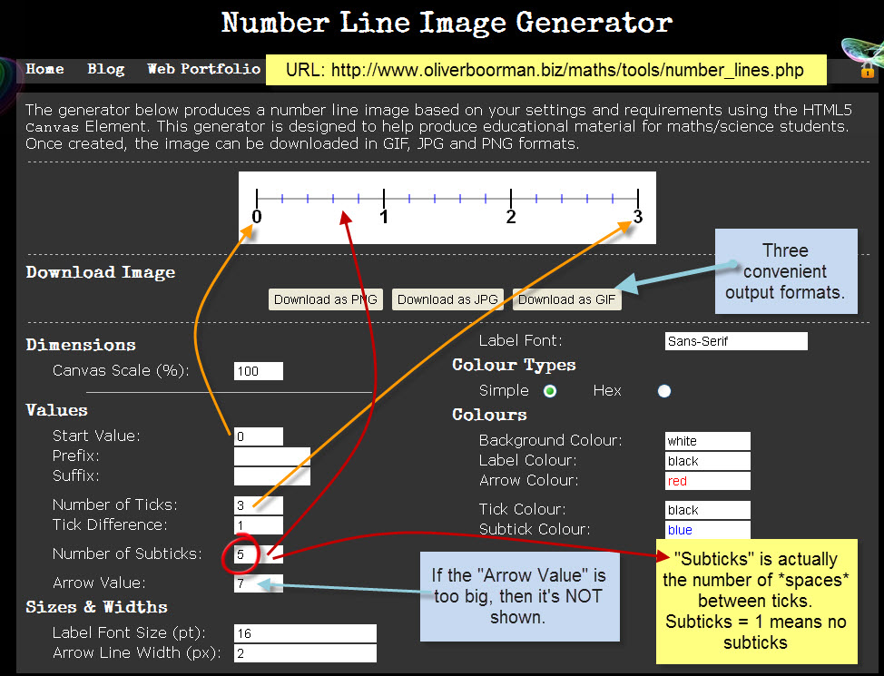 Number Line Generator Settings