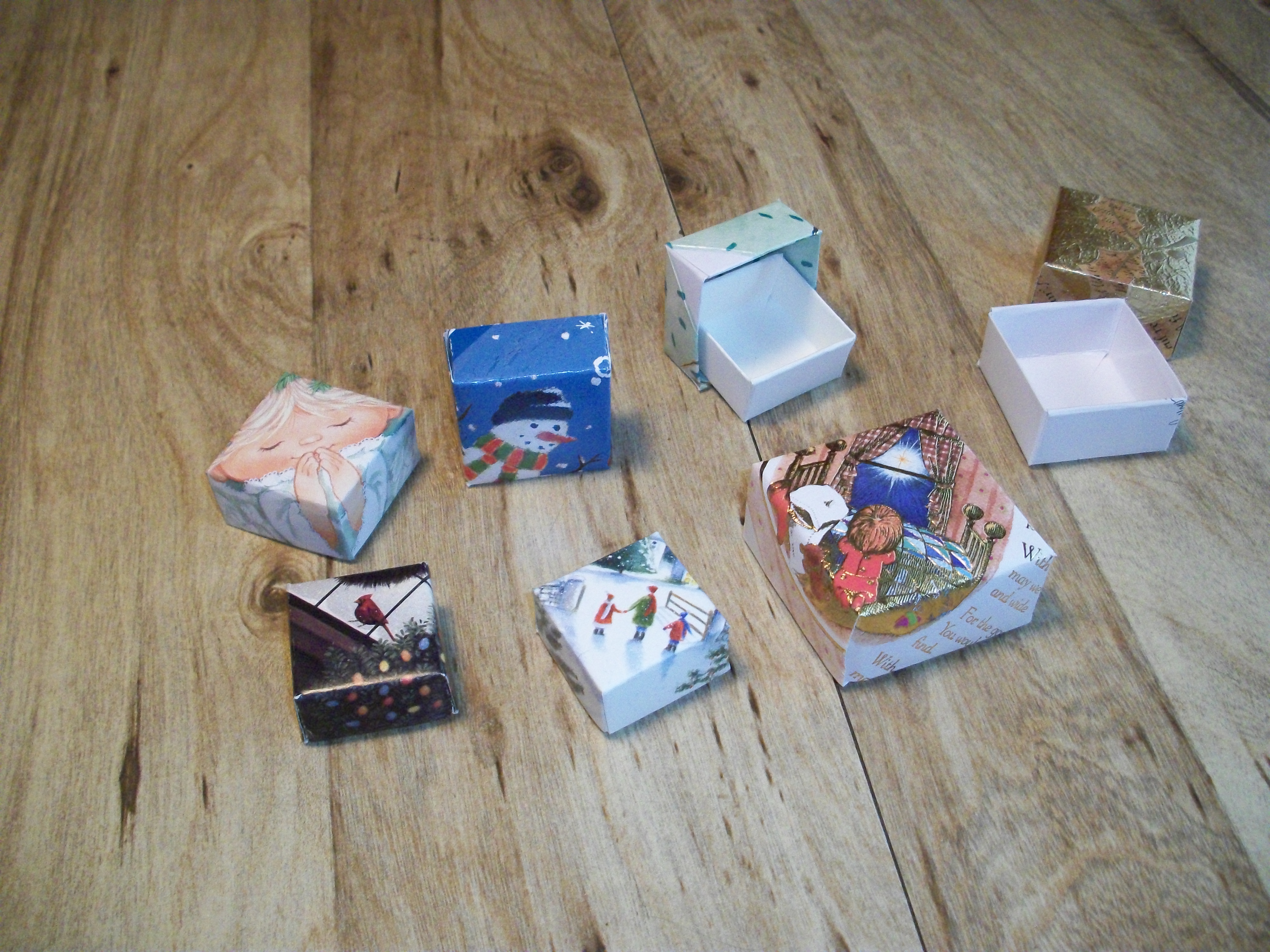 boxes made from greeting cards