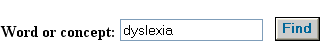 This graphic depicts a search using the word "dyslexia"