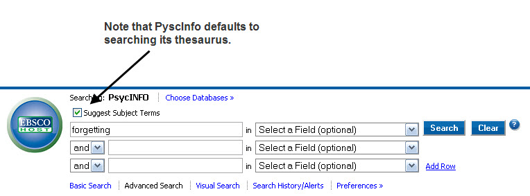search term example, "forgetting"