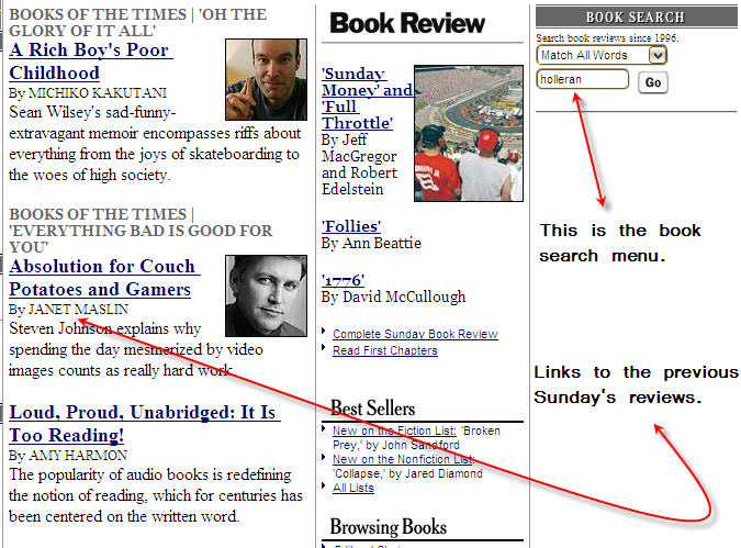 Image of New York Times Book Review Web Page