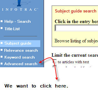 image of infotrac subject search menu