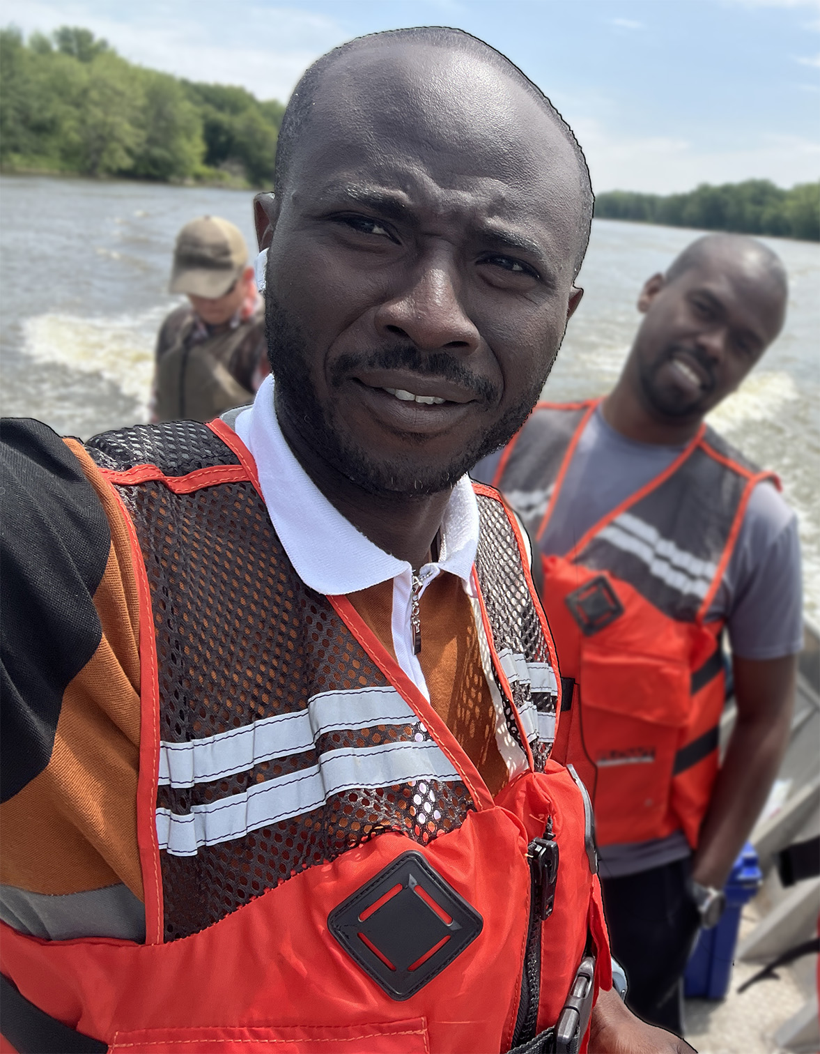 Dr. Sam Babatunde sampling on the Rock River, IL, USA