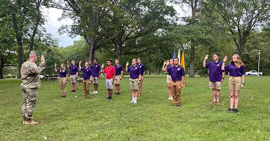 ROTC Cadets reciting an oath