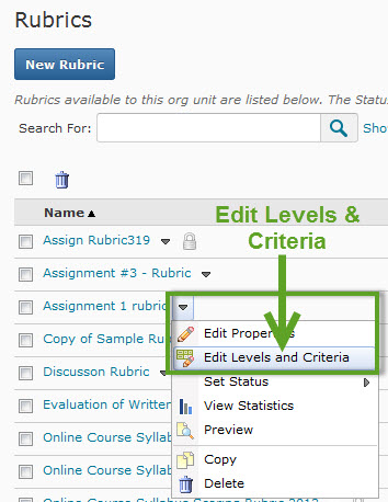 Edit a Rubric