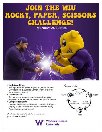 “Rocky, Paper, Scissors” Tournament from 6-7:30 p.m. Monday, Aug. 25 at the University Union Grand Ballroom.