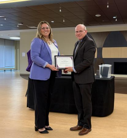 Nursing Professor Leesa Thompson was given the College of Arts and Sciences Outstanding Faculty Award for Teaching, presented by interim dean Kyle Mayborn. 