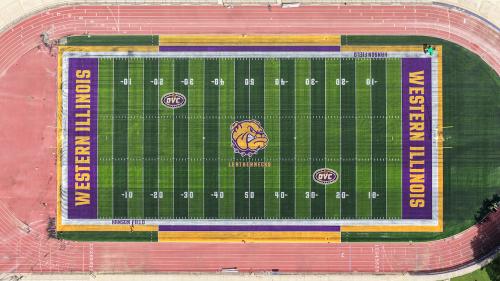 Crews complete the installation of new turf at Hanson Field ahead of the 2026 Leatherneck football season.