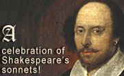 Painting of William Shakespeare with the text A celebration of Shakespeare's sonnets!