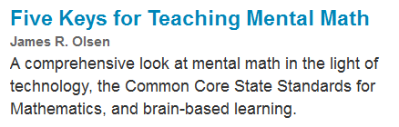 Five Keys for Teaching Mental Math article